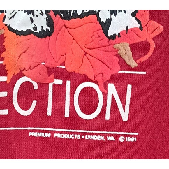 Vintage Jerzees Cat Graphic Sweatshirt "Purrfection" L Red Unisex - Picture 4 of 6